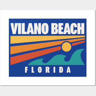 Vilano Beach Florida St. Augustine Retro Vintage Sunset Posters and Art